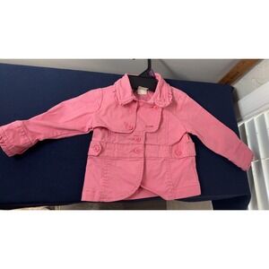 Joe Fresh Baby | Pink Ruffle Collar Trench Jacket Double Breasted  | Size 12-18M